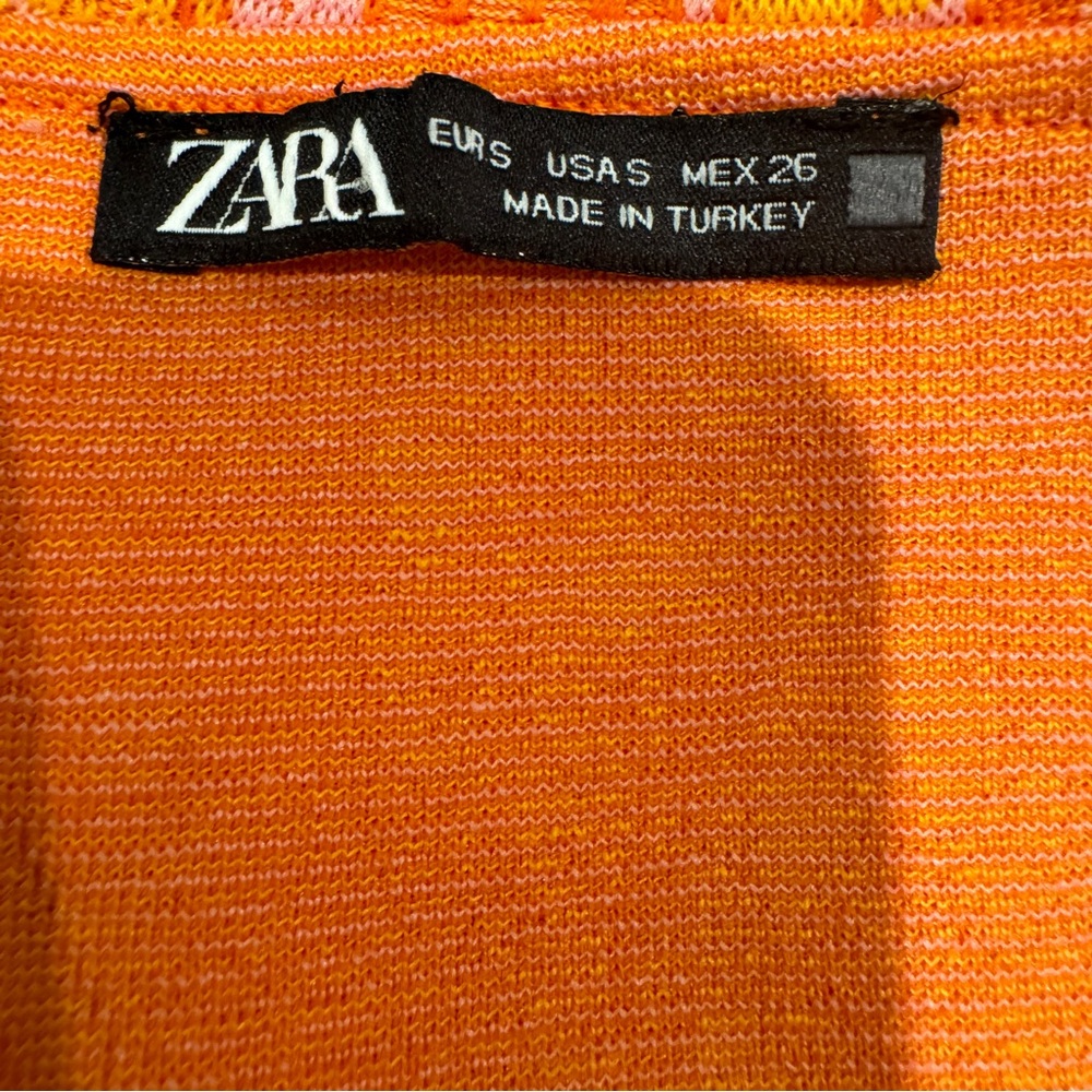 ZARA Rare Orange and Pink Floral Paisley Ruffled Sleeveless Blouse Size‎ Small - Picture 5 of 7